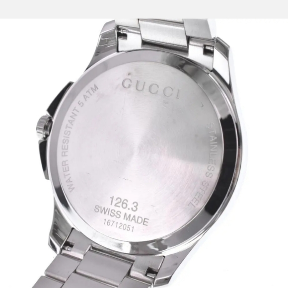 GUCCI ITALIAN LUXURY WATCH ⌚️ BLACK FACE SILVER BODY STUNNING! - Picture 5 of 7
